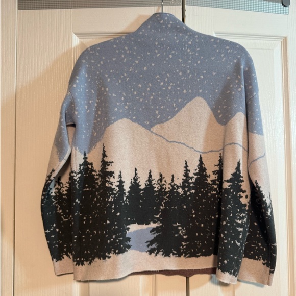 Tahari Christmas snow scene mockneck turtleneck sweater size large - Picture 5 of 5